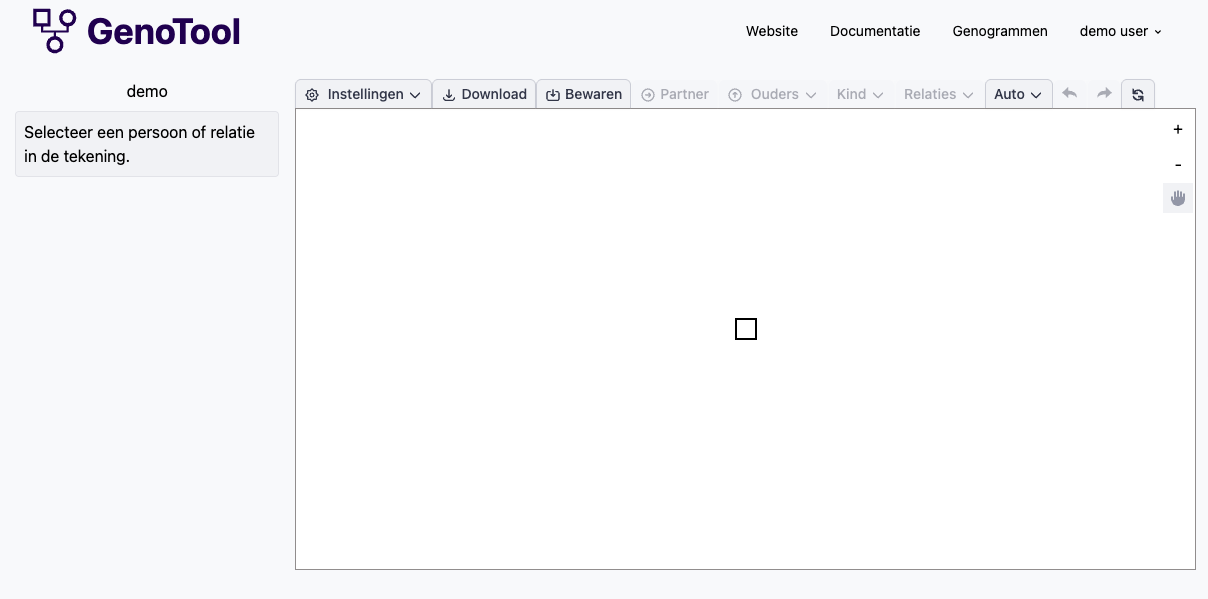 Een nieuwe tekening met één startpersoon